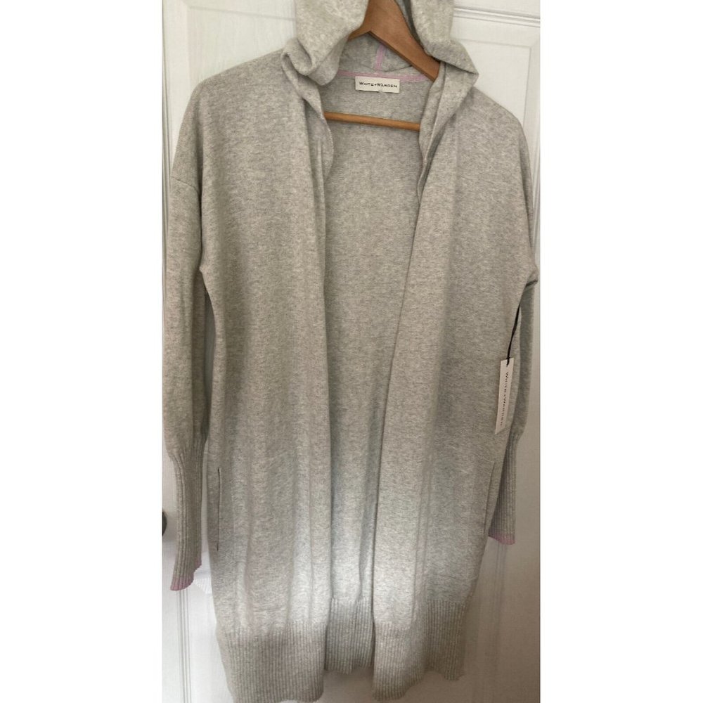 White + Warren Grey Heather Combo Women's Wrap Sweatshirt Hoodie Pockets S NWT